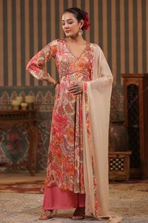 Picture of Delightful Floral Printed Designer Palazzo Suit for Party and Festivals