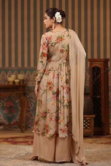 Picture of Glorious Cream Floral Printed Designer Palazzo Suit for Party and Festivals