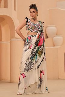 Picture of Pretty Printed Designer Ready to Wear Saree for Party