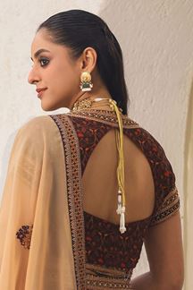 Picture of Aesthetic Coffee Brown Designer Indo-Western Lehenga Choli for Wedding and Engagement