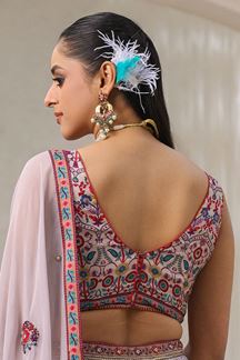 Picture of Artistic Ivory Printed Designer Indo-Western Lehenga Choli for Haldi and Mehendi