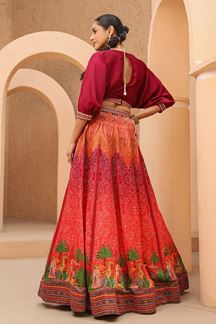 Picture of Delightful Printed Designer Indo-Western Lehenga Choli for Party and Festival