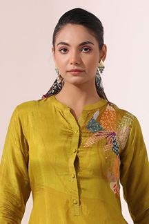 Picture of Breathtaking Yellow Designer Indo-Western Fancy Cut Kurti Set for Party and Haldi