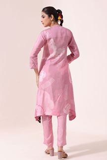 Picture of Lovely Pink Designer Indo-Western Fancy Cut Kurti Set for Party and Casual Wear 