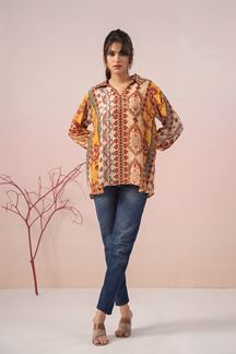 Picture of Astounding Printed Designer Indo-Western Short Top for Casual Wear