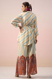 Picture of Vibrant Striped Printed Designer Indo-Western Co-ord Set for Party