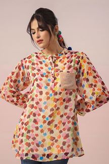 Picture of Pretty Printed Designer Indo-Western Short Top for Casual Wear