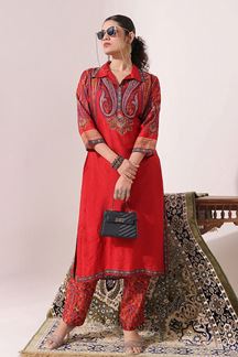 Picture of Appealing Red Printed Designer Kurti for Party and Festival