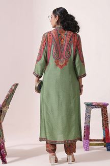 Picture of Artistic Olive Green Printed Designer Kurti for Party and Festival