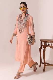 Picture of Delightful Peach Designer Kurti for Party and Festival