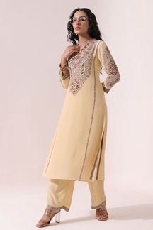 Picture of Magnificent Cream Designer Kurti for Party and Festival