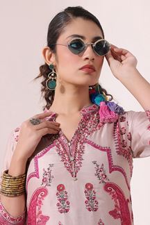 Picture of Irresistible Pink Printed Designer Short Kurti Set for Party and Festival