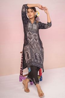 Picture of Divine Black Printed Designer Kurti Set for Party and Festival