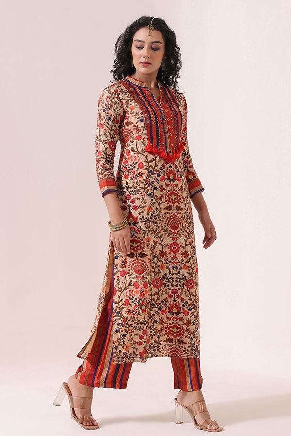 Picture of Classy Floral Printed Designer Kurti Set for Party and Festival