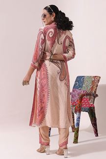 Picture of Awesome Light Pink Paisley Printed Designer Kurti for Party and Festival