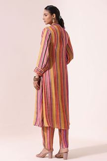 Picture of Striking Striped Designer Kurti Set with Pants for Casual and Festival