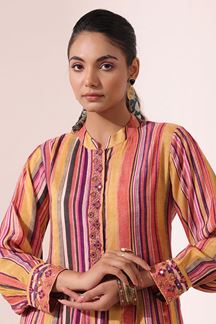 Picture of Striking Striped Designer Kurti Set with Pants for Casual and Festival