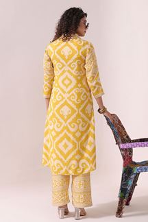 Picture of Fashionable Yellow Muslin Silk Designer Kurti for Casual Wear and Festival