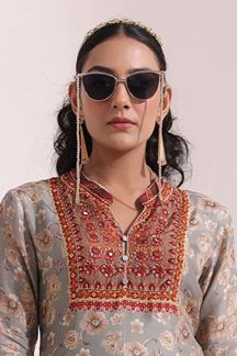 Picture of Dashing Grey Floral Printed Designer Kurti for Party and Festival
