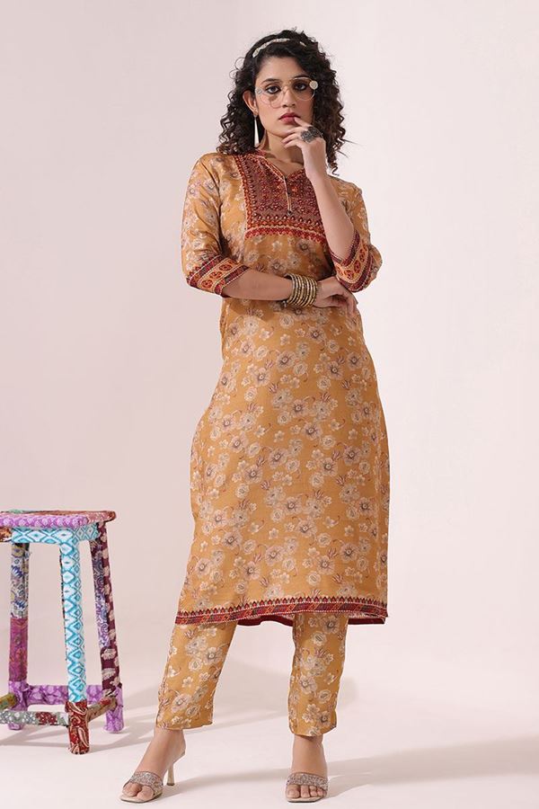 Picture of Stylish Mustard Yellow Designer Kurti for Party and Festival