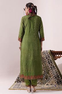 Picture of Flamboyant Green Printed Designer Kurti with Pant Set for Party and Festival