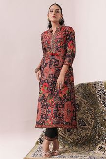 Picture of Amazing Black Printed Designer Kurti for Party and Festival