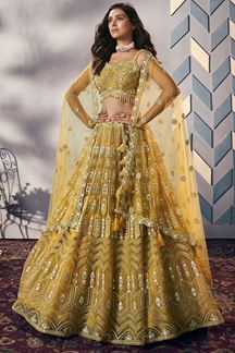 Picture of Captivating Yellow Designer Wedding Lehenga Choli for Haldi and Mehendi
