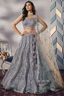 Picture of Flawless Grey Designer Wedding Lehenga Choli for Engagement and Reception