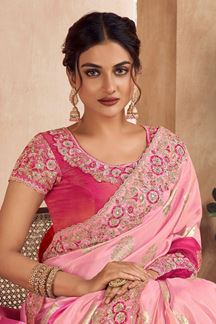 Picture of Irresistible Pink Shaded Designer Saree for Wedding, Engagement and Reception