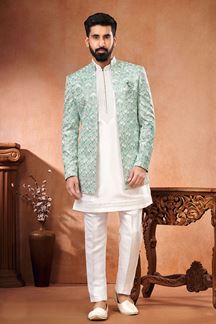 Picture of Artistic Designer Menswear 3 Piece Open Jodhpuri Set for Wedding and Engagement