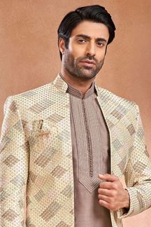 Picture of Majestic Designer Menswear 3 Piece Open Jodhpuri Set for Wedding, Engagement, and Reception