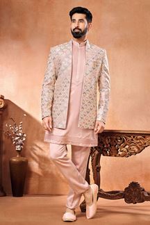Picture of Fancy Designer Menswear 3 Piece Open Jodhpuri Set for Wedding and Engagement