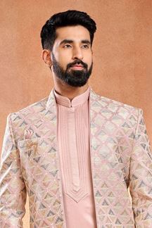 Picture of Fancy Designer Menswear 3 Piece Open Jodhpuri Set for Wedding and Engagement