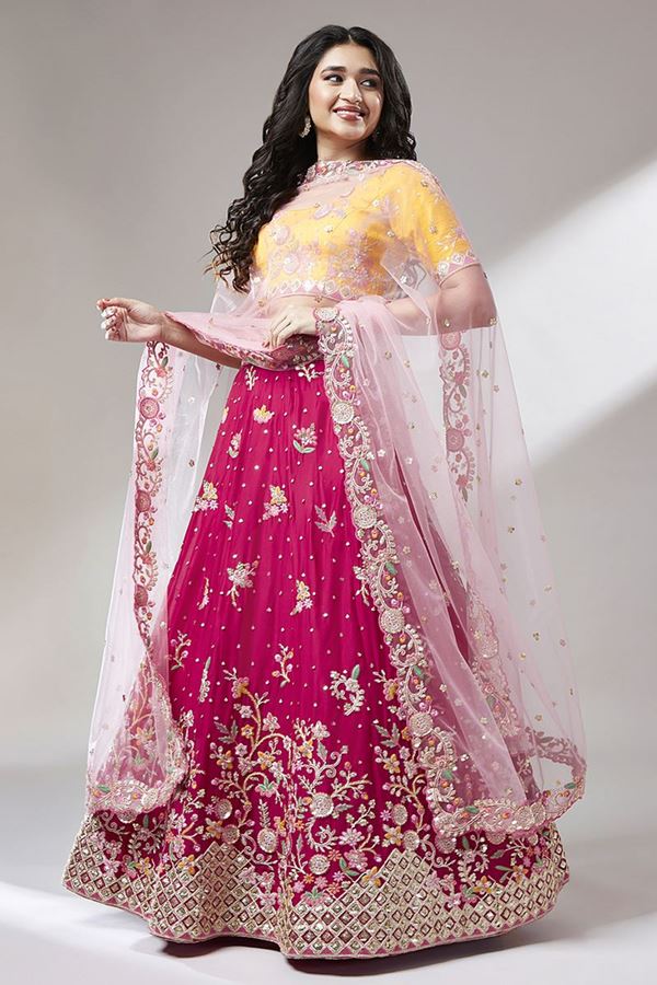 Picture of Impressive Rose Pink Colored Designer Lehenga Choli