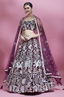 Picture of Stunning Burgundy Colored Designer Lehenga Choli