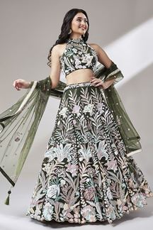 Picture of Artistic Olive Green Colored Designer Lehenga Choli