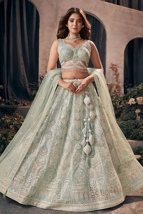 Picture of Flawless Sky Blue Designer Wedding Lehenga Choli for Engagement and Reception