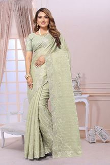 Picture of Exuberant Organza Tissue Designer Saree for Engagement and Reception