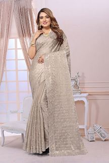 Picture of Royal Organza Tissue Designer Saree for Engagement and Reception