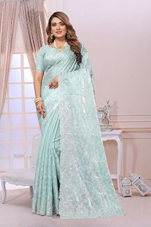 Picture of Enticing Organza Tissue Designer Saree for Engagement and Reception