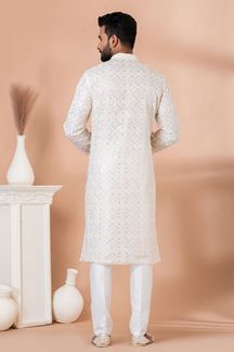 Picture of Magnificent White Designer Kurta Pajama Set for Engagement and Festivals
