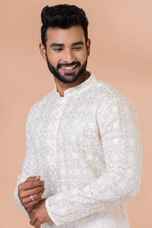 Picture of Majestic White Designer Kurta Set for Engagement and Festivals