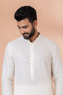 Picture of Classy White Designer Kurta Set for Party and Festivals