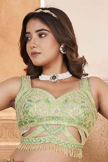 Picture of Smashing Light Green Designer Wedding Lehenga Choli for Engagement and Sangeet