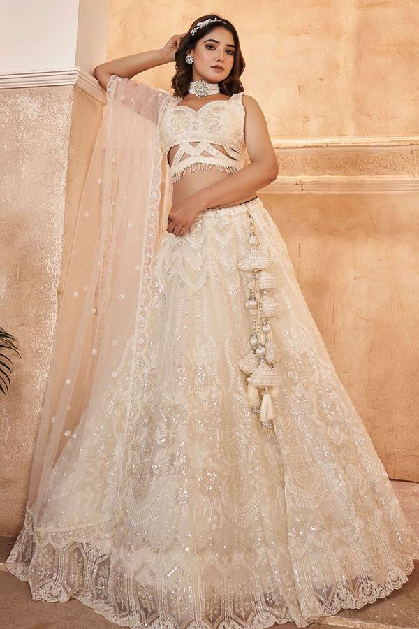 Picture of Heavenly White Designer Wedding Lehenga Choli for Engagement and Reception