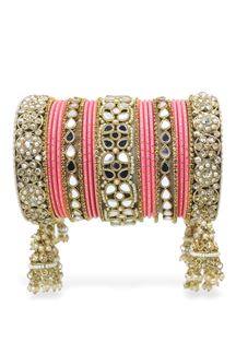 Picture of Marvelous Designer Mirror Style Bangle Set with Jhumki for Brides