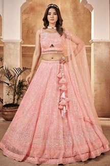 Picture of Glorious Peach Designer Wedding Lehenga Choli for Engagement and Reception