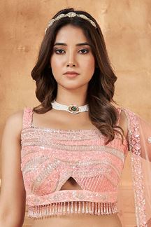 Picture of Glorious Peach Designer Wedding Lehenga Choli for Engagement and Reception