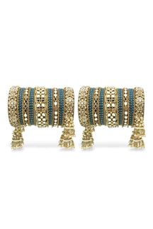 Picture of Glamorous Designer Mirror Style Bangle Set with Jhumki for Brides 