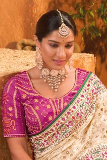 Picture of Heavenly Kachhi Work Silk Designer Saree for Wedding and Engagement 